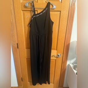 Black One-Shoulder Jumpsuit with Studded Strap NWOT